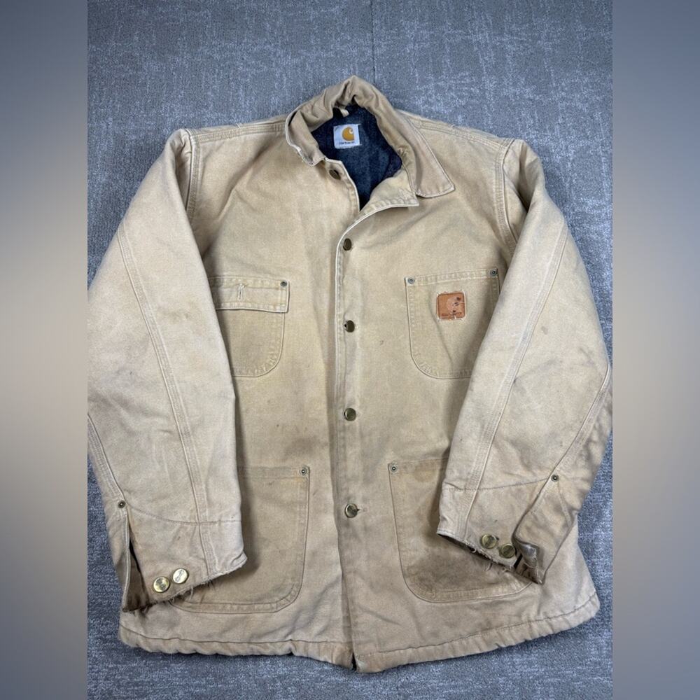 Carhartt Vintage Blanket Lined 4 Pocket Chore Jacket Tank Button Down READ BELOW